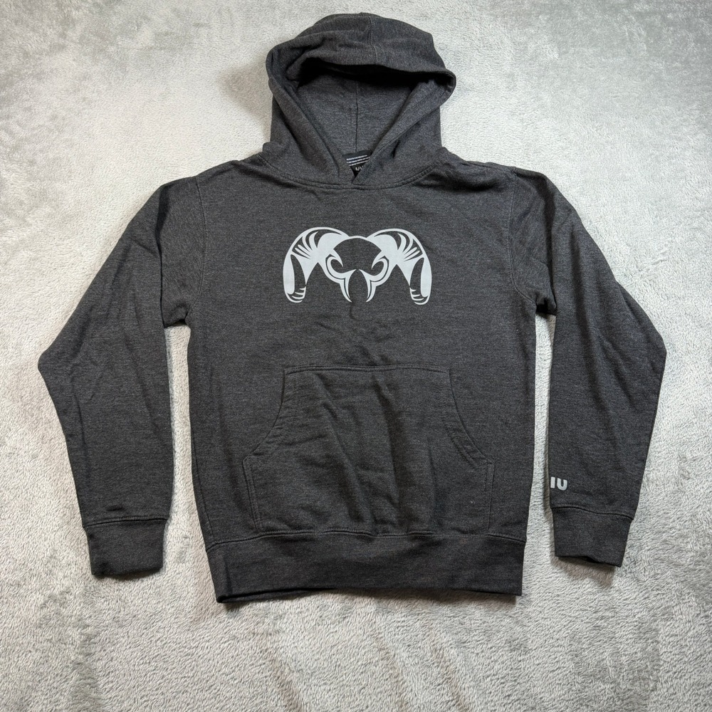 Kuiu Hoodie Men Medium Dark Gray Ram Logo Hiking Hunting Pullover Fleece
